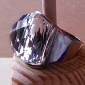 Diamond acrylic cocktail ring stainless steel size 10